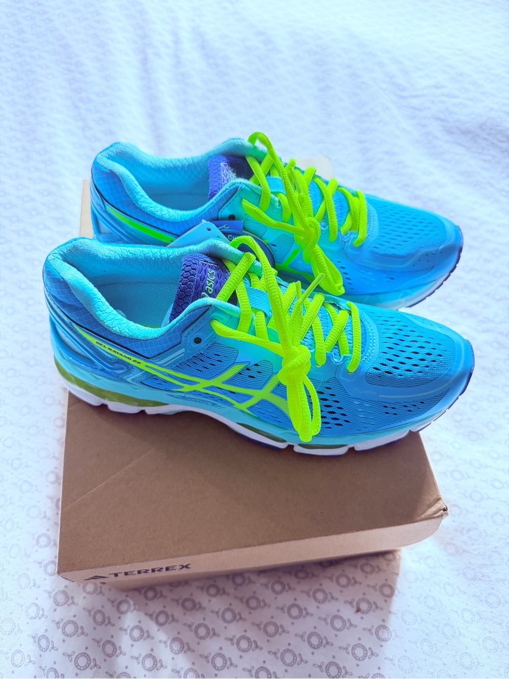ASICS GEL Kayano 22 Women’s Running Sneakers Lace-Up Low Top Blue/Yellow T597N